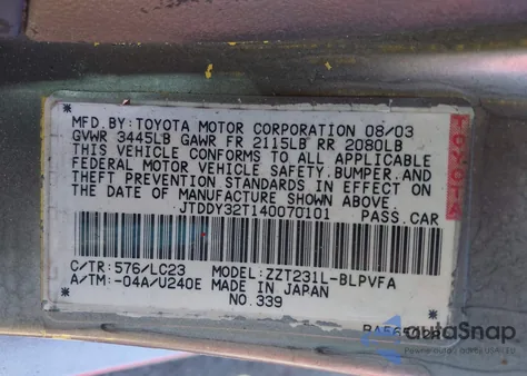 2004 Toyota Celica Gts из США, поврежденный, VIN JTDDY32T140070101